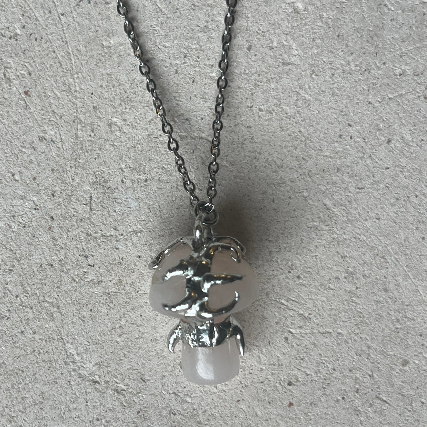 Rose Quartz Mushroom Necklace