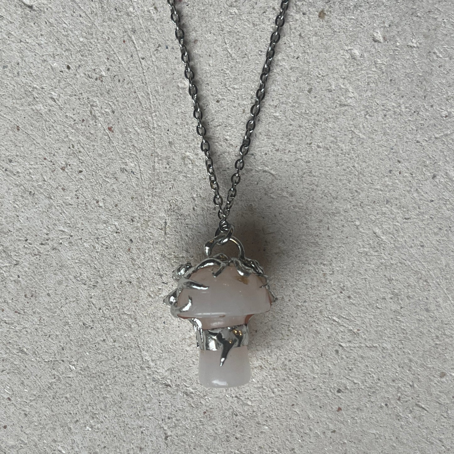 Rose Quartz Mushroom Necklace