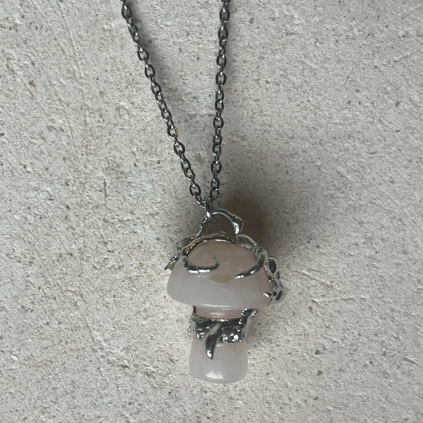 Rose Quartz Mushroom Necklace